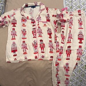 Women's Nutcracker Print Pajama Set - Cream and Red